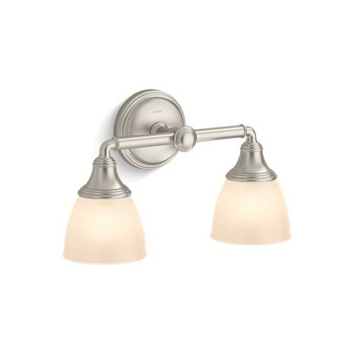 Kohler® 10571-BNL 10571 Devonshire® Dimmable Bathroom Sconce, 120 VAC, Brushed Nickel Housing, (2) Lamps