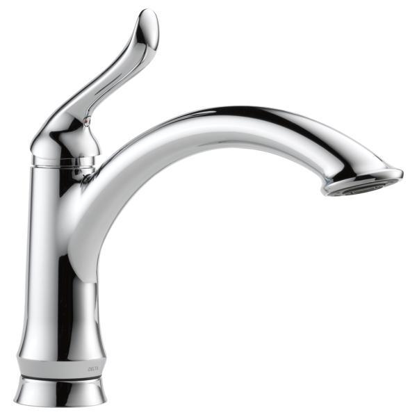 DELTA® 1353-DST Linden™ Kitchen Faucet, 1.8 gpm Flow Rate, 8 in Center, Swivel Spout, Polished Chrome, 1 Handles, Domestic