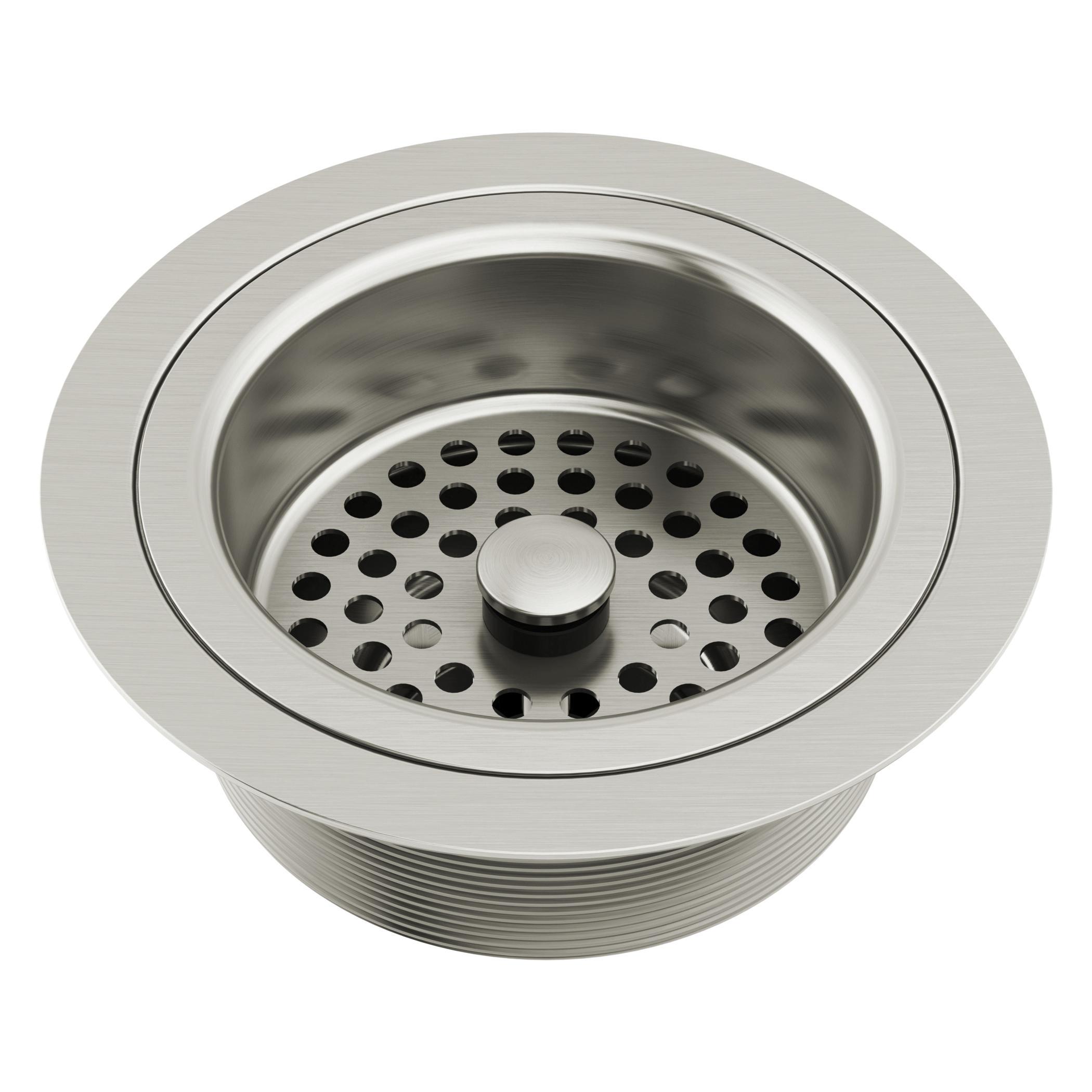 Brizo® 69052-SS Kitchen Sink Flange with Strainer, 4-1/2 in Nominal, 4-1/2 in OAL, Tailpiece Connection, Solid Brass, Stainless, Import