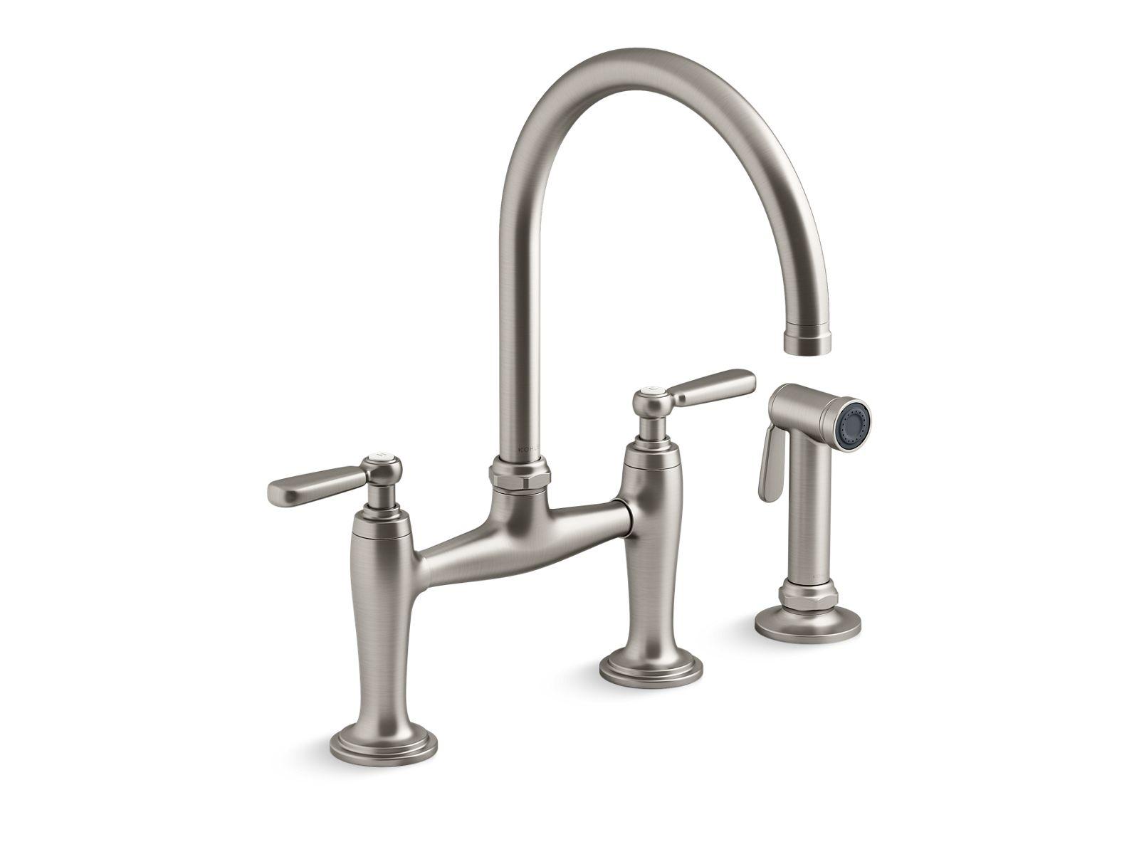 Kohler® 28356-VS Edalyn™ by Studio McGee Kitchen Sink Faucet with Side Sprayer, 1.5 gpm Flow Rate, Vibrant Stainless
