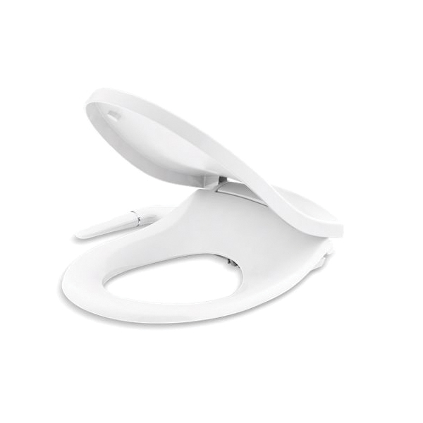 Kohler® 76923-0 Puretide® Manual Cleansing Toilet Seat With Lid, Round Bowl, Closed Front, Plastic, White, Quick Release Hinge