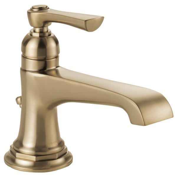 Brizo® 65060LF-GL-ECO Rook™ Lavatory Faucet, 1.2 gpm Flow Rate, 3-1/16 in H Spout, 1 Handle, Metal Pop-Up Drain, 1 Faucet Hole, Luxe Gold, Function: Traditional