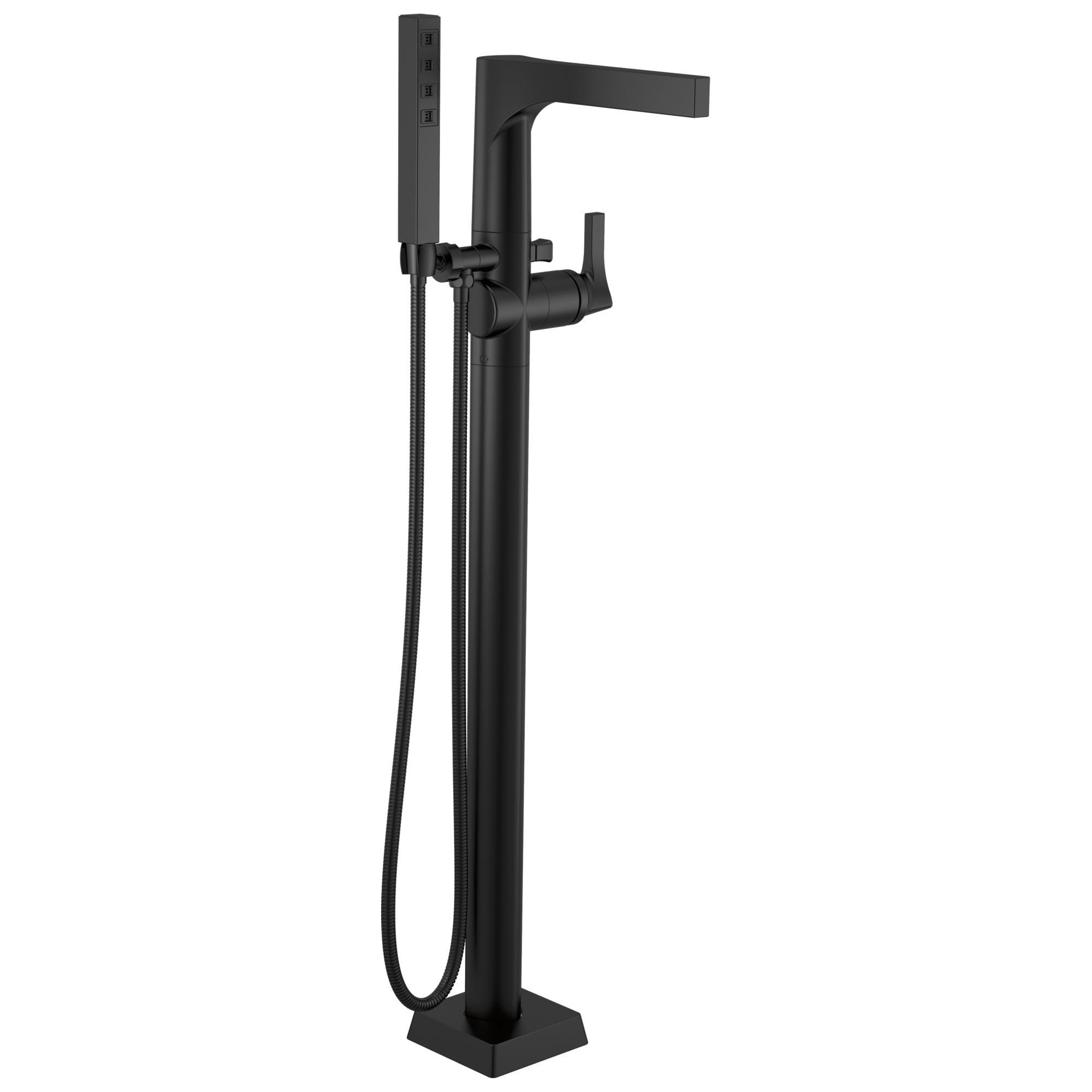 DELTA® T4774-BLFL Zura™ Floor Mount Tub Filler, 10 gpm Flow Rate, Matte Black, 1 Handles