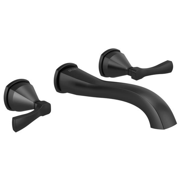 DELTA® T3576LF-BLWL 1/4 Turn Stop Lavatory Faucet, Stryke™, 1.2 gpm Flow Rate, 8 in Center, Matte Black, 2 Handles, Function: Traditional