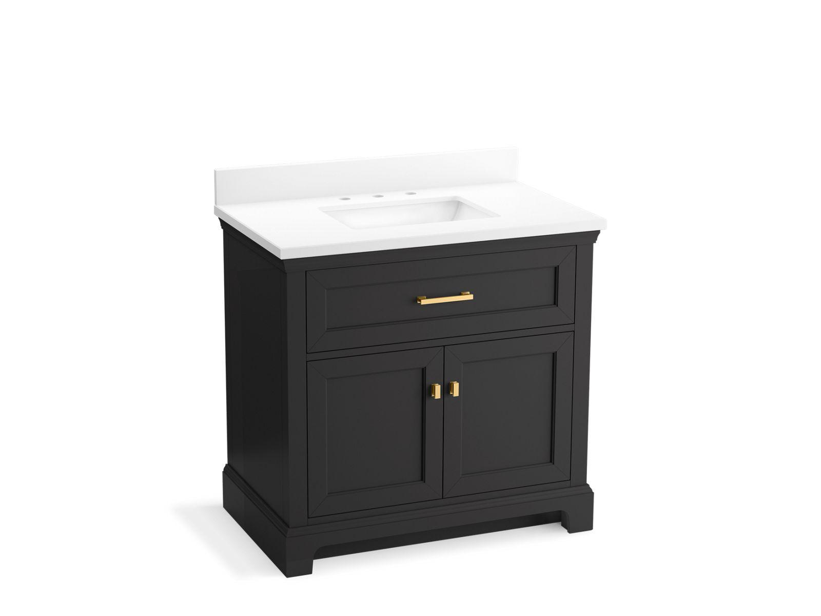 Kohler® 29261-BD1-DWG Charlemont™ Vanity Cabinet with Sink and Top, 39-11/16 in OAH x 36 in OAW x 22-7/16 in OAD