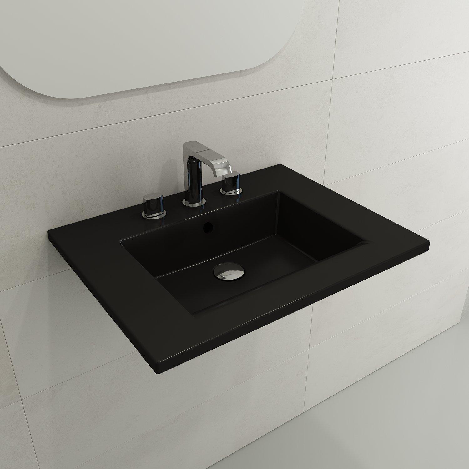 BOCCHI 1161-004-0127 Ravenna Modern Bathroom Sink, 4.25 in H x 19 in W x 24.5 in L, Fireclay, Matte Black, Import