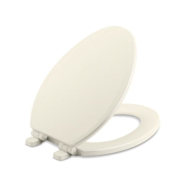 Kohler® 20454-96 Ridgewood® Toilet Seat, Elongated Bowl, Closed Front, Wood, Biscuit, Slow Close Hinge