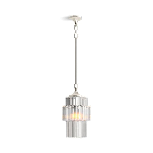 Kohler® 31781-PE03-SNL Shaded Pendent Light, (3) CFL Lamp, 120 VAC, Polished Nickel Housing