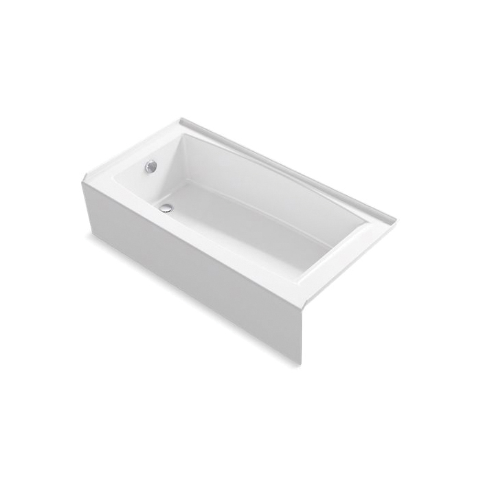 Kohler® 26109-LA-0 Entity™ Bathtub With Integral Apron and Integral Flange, Rectangular Shape, 60 in L x 30-1/4 in W, Left Hand Drain, White