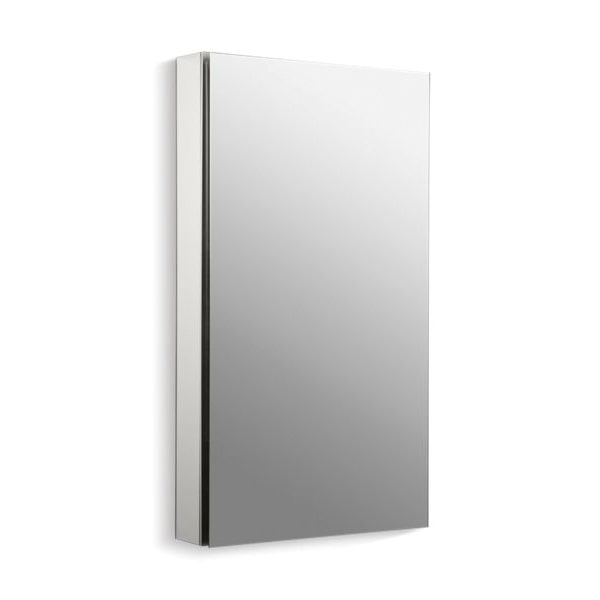 Kohler® 2918-PG-SAA Catalan® Single Door Medicine Cabinet With 107 deg Hinge, 4-3/4 in OAL x 20-1/8 in OAW x 36-1/8 in OAH, Anodized Aluminum, Satin