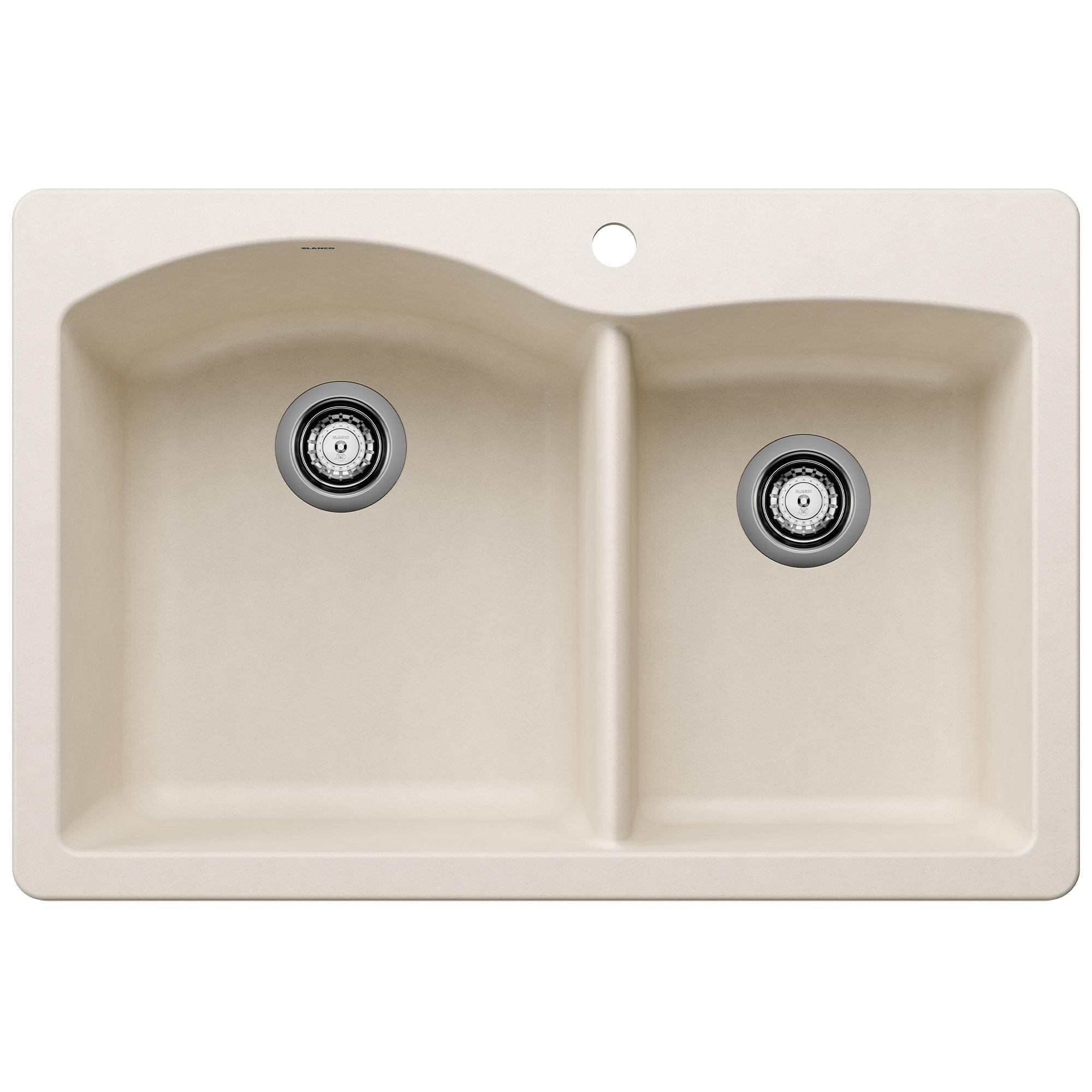 Blanco 443063 DIAMOND SILGRANIT Dual Mount Sink, Rectangle Shape, 1 Faucet Holes, 33 in W x 22 in D, Granite, Soft White, Import