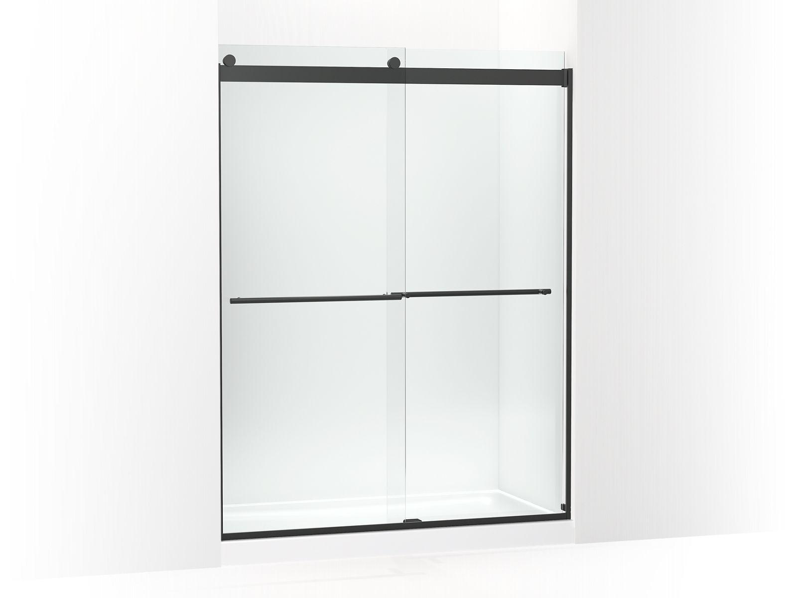Kohler® 702424-L-BL 702424-L Levity® Plus Sliding Shower Door, Frameless Frame, Crystal Clear Tempered Glass, Matte Black, 5/16 in THK Glass, 71-9/16 in H Opening, 56-5/8 to 59-5/8 in W Opening