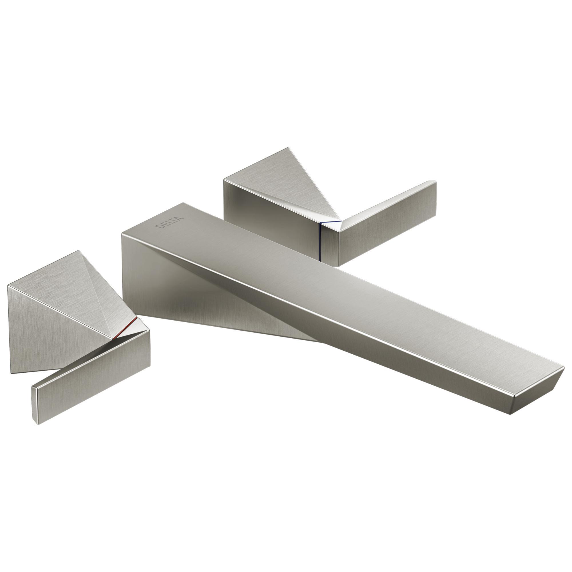 DELTA® T5743-SS-PR-WL Trillian™ Wall Mount Tub Filler Trim, 18 gpm Flow Rate, 8 in Center, Lumicoat™ Stainless, 2 Handles, Import, Commercial/Residential