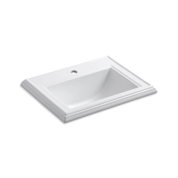 Kohler® 2241-1-0 Memoirs® Elegant Self-Rimming Bathroom Sink With Overflow Drain, Rectangular Shape, 22-3/4 in W x 18 in D x 8-3/4 in H, Drop-In Mount, Vitreous China, White