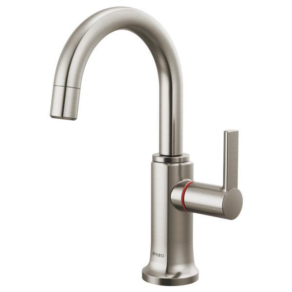 Brizo® 61306LF-H-SS-L Kintsu® Integrated Hot Faucet with Arc Spout, 1 gpm Flow Rate, 360 deg Swing Spout, Stainless, 1 Handles