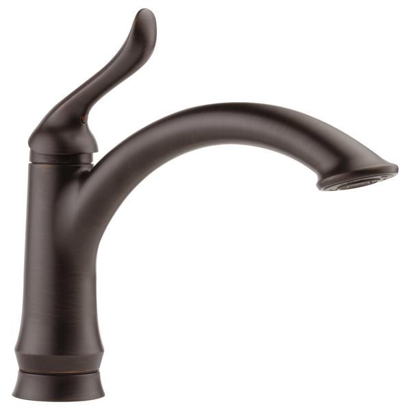 DELTA® 1353-RB-DST Linden™ Kitchen Faucet, 1.8 gpm Flow Rate, 8 in Center, Swivel Spout, Venetian Bronze, 1 Handles, Domestic