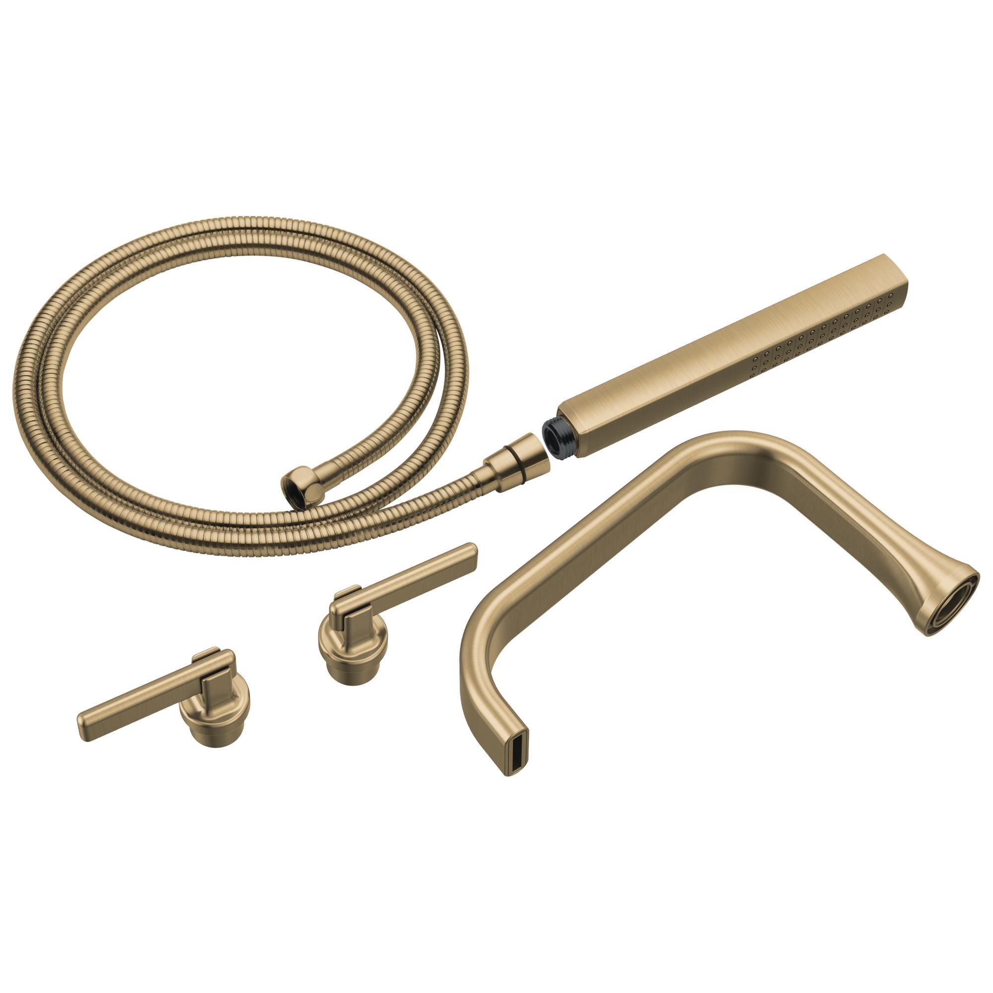 Brizo® T70368-GL Tub Filler Trim, 1.75 gpm Flow Rate, 8 in Center, Luxe Gold, 3 Handles, Import