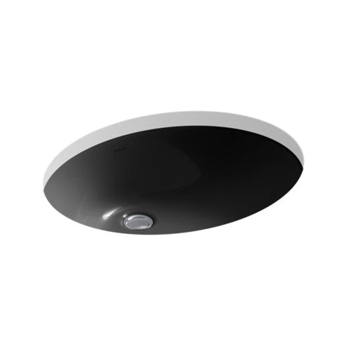 Kohler® 2211-7 Caxton® Bathroom Sink With Overflow Drain, Oval Shape, 21-1/4 in W x 17-1/4 in D x 7-1/2 in H, Vitreous China, Black