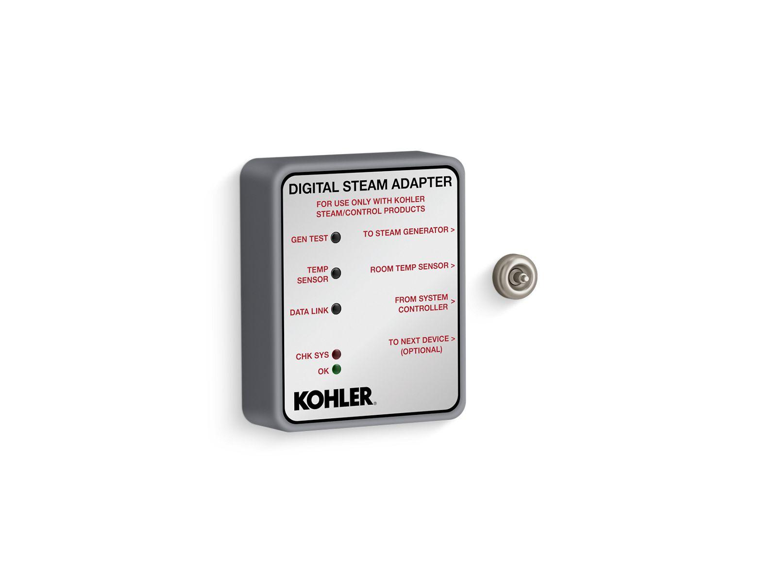 Kohler® 32311-BN K-32311 Invigoration Digital Steam Adapter, Adjustable Panel, 90 to 125 deg F Range, Vibrant Brushed Nickel, For Use With Invigoration Series 5 to 30 kW Steam Generators, Import