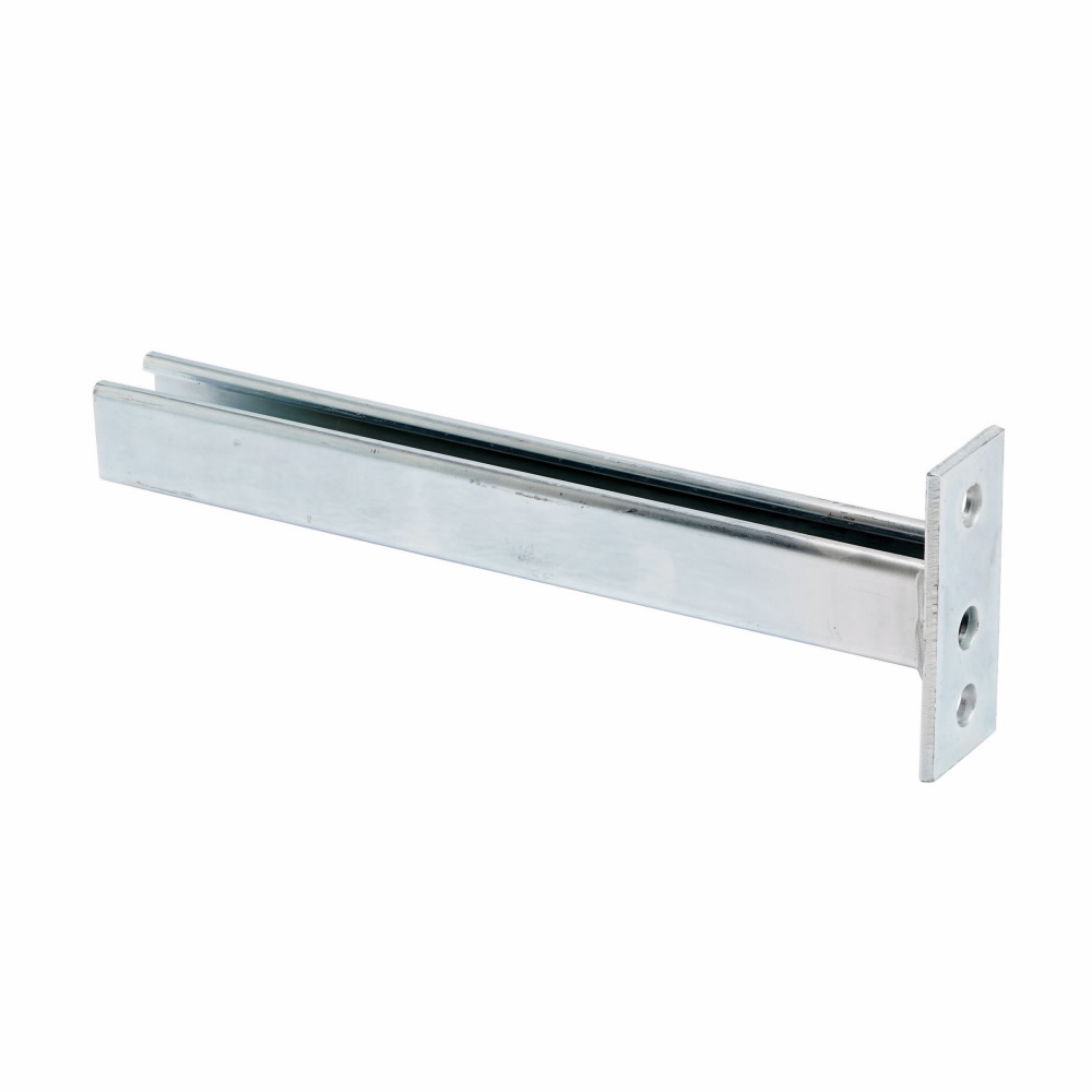 B-Line B409-18ZN Cantilever Single Channel Bracket, 2 Holes, 18 in L x 2 in W x 7/32 in THK, Steel