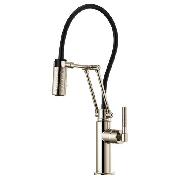 Brizo® 63243LF-PN Litze™ Articulating Kitchen Faucet, 1.8 gpm Flow Rate, Swivel Spout, Polished Nickel, 1 Handles, Domestic