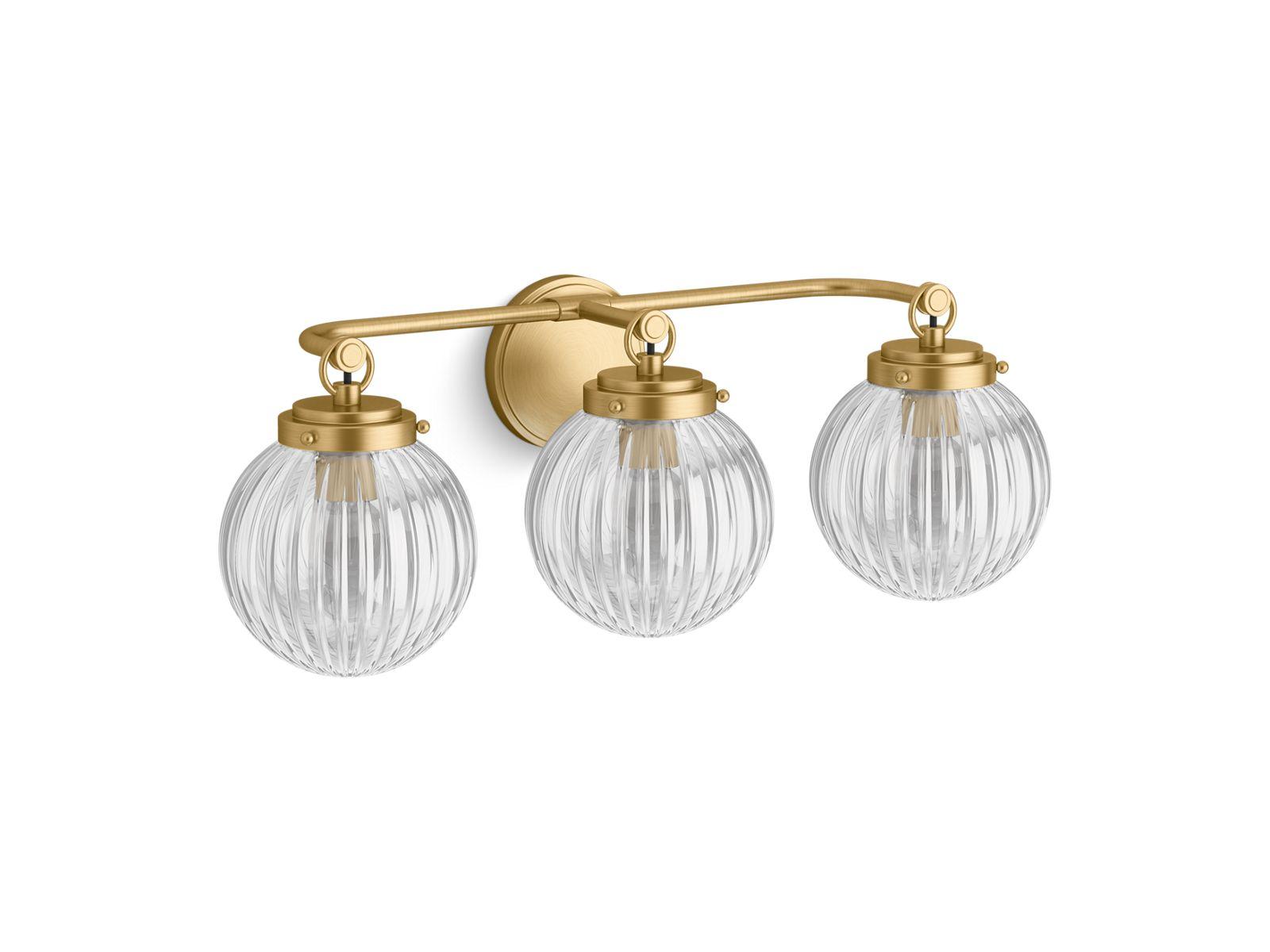 Kohler® 32254-SC03-2GL Sconce, (3) Lamps A19 Lamp, 120 VAC, Brushed Moderne Brass Housing