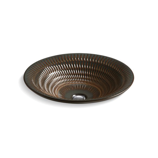 Kohler® 17890-RL-RB2 Derring® Vessel Bathroom Sink, Round Shape, 17-11/16 in W x 17-11/16 in D x 6 in H, Above-Counter Mount, Vitreous China, Bourbon Rutile