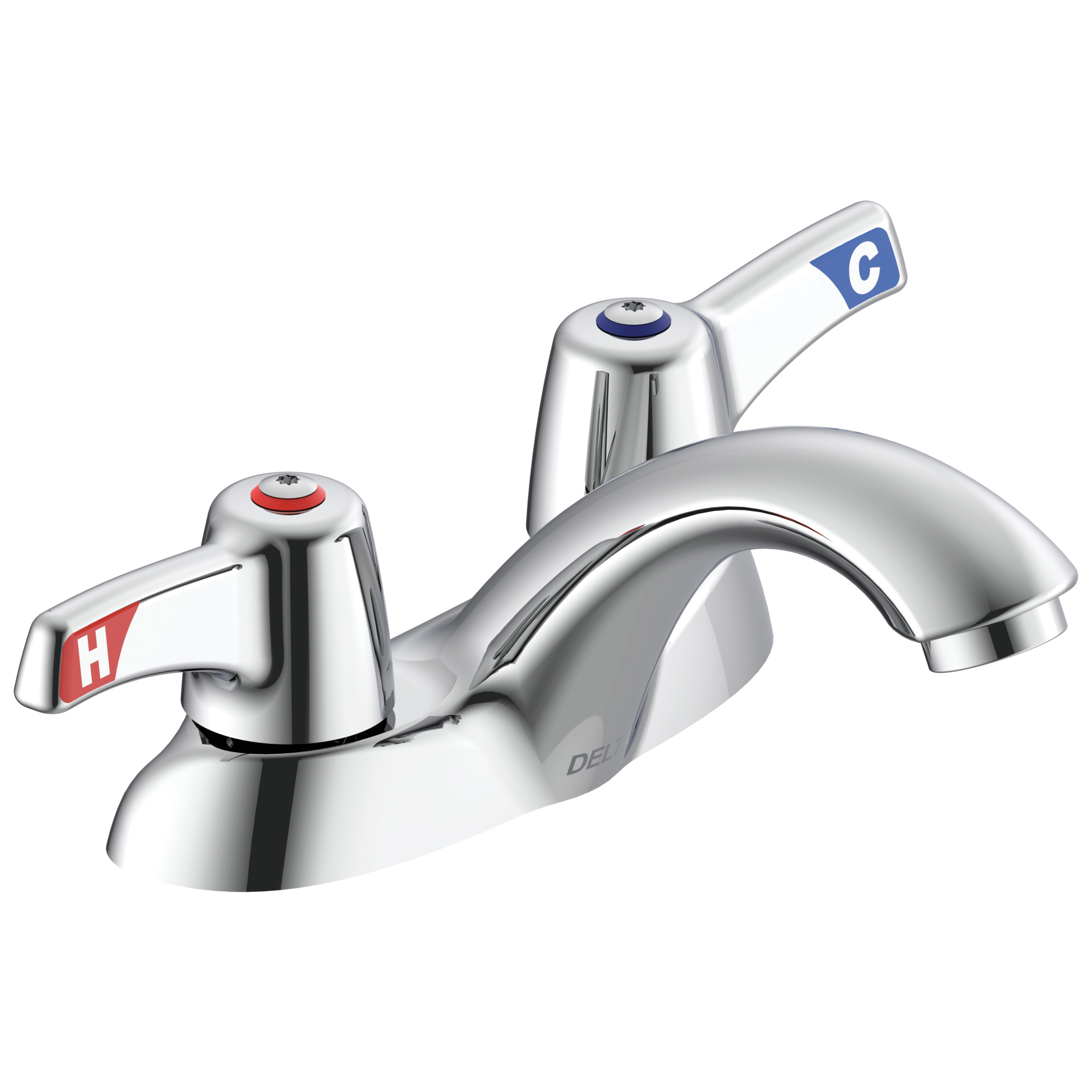 DELTA® 21C153-TI TECK® Heavy Duty Centerset Sink Faucet, Polished Chrome, 2 Handles, 0.5 gpm Flow Rate