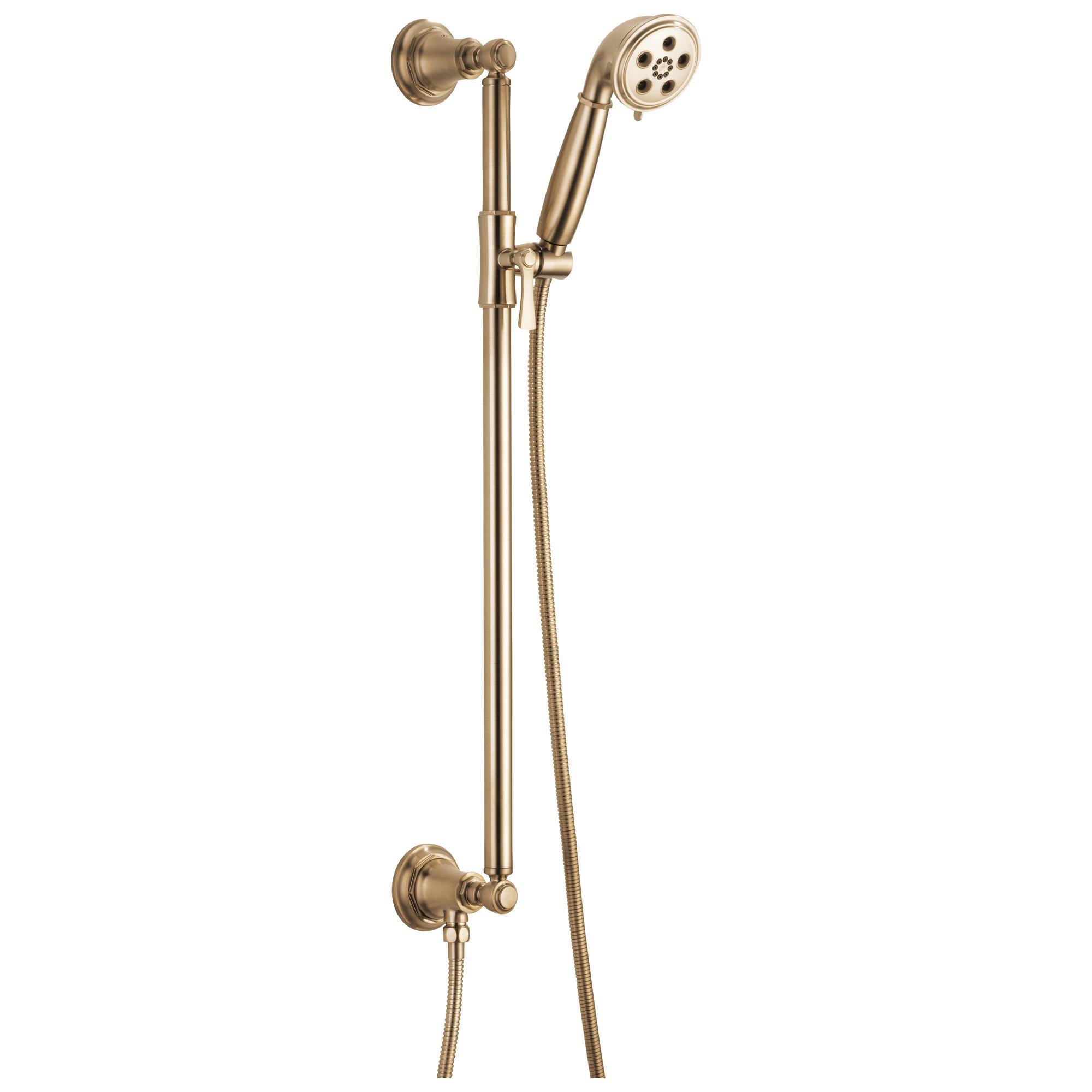 Brizo® 88761-GL Rook™ Hand Shower With Slide Bar, 1.75 gpm Flow Rate, 60 to 82 in L Hose, 1/2-14 NPSM Connection, Luxe Gold, Import