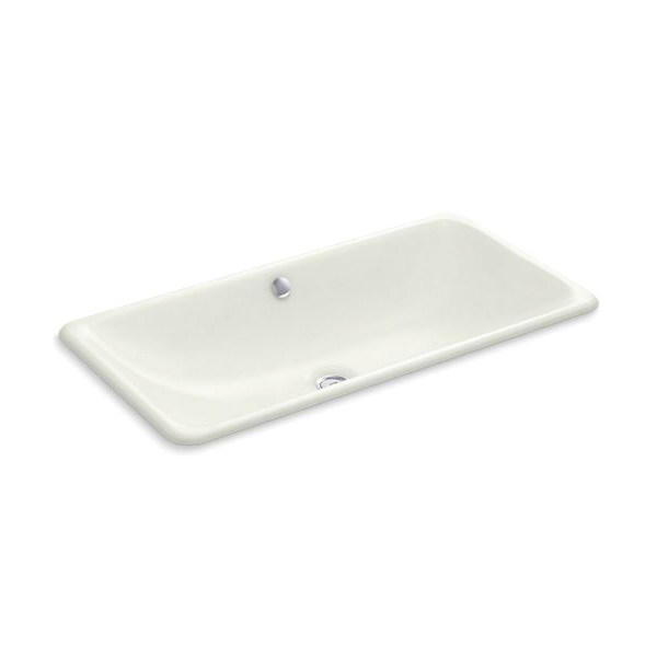 Kohler® 20212-NY Iron Plains® Trough Bathroom Sink With Overflow Drain, Rectangular Shape, 30 in W x 15-5/8 in D x 6-11/16 in H, Enameled Cast Iron, Dune