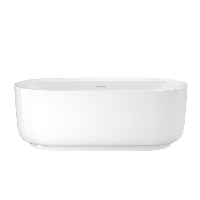 Barclay ATOVN67ID-WHCP ATOVN67ID Rollins Contemporary Tub, Soaker, Oval Shape, 67 in L 31-1/2 in W, Center Drain, White/Polished Chrome