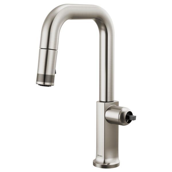 Brizo® 63907LF-SSLHP-L Pull-Down Faucet with Square Spout, Kintsu®, Stainless, 1 Handle, 1.8 gpm