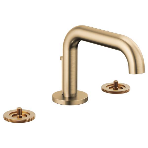 Brizo® 65334LF-GLLHP Litze® Widespread Lavatory Faucet, 1.5 gpm Flow Rate, 3 in H Spout, 6 to 16 in Center, Luxe Gold, 2 Handles, Metal Pop-Up Drain, Import