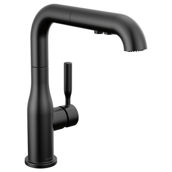DELTA® 16943-BL-DST Soft Touch Kitchen Faucet, Residential, 1.8 gpm Flow Rate, 360 deg Swivel Spout, Matte Black, 1 Handles, 1, 3 Faucet Holes