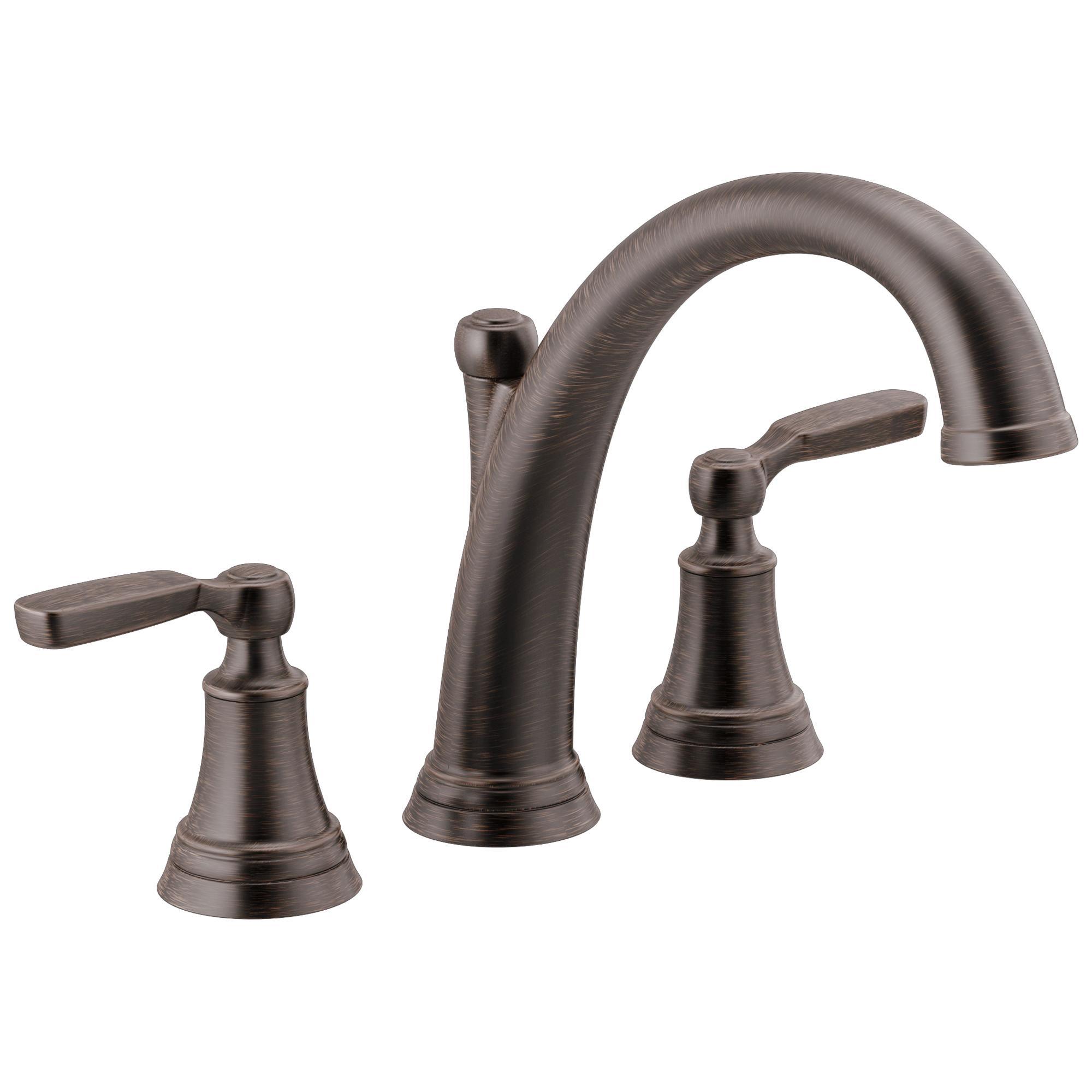DELTA® T2732-RB Roman Tub Faucet Trim, Woodhurst™, 10 to 16 in Center, Venetian Bronze, 2 Handles, Function: Traditional, Domestic
