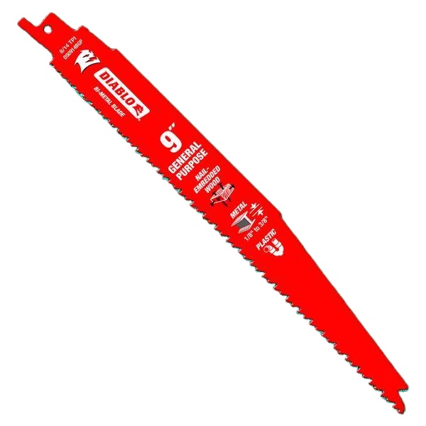 Diablo&reg; DS0914BGP5 Bi-Metal Reciprocating Saw Blade, 9 in L, 8/14 TPI