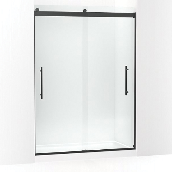Kohler® 702429-L-BL Levity™ Plus Sliding Shower Door, Frameless Frame, Crystal Clear Tempered Glass, Matte Black, 3/8 in THK Glass, 56-5/8 to 59-5/8 in W Opening