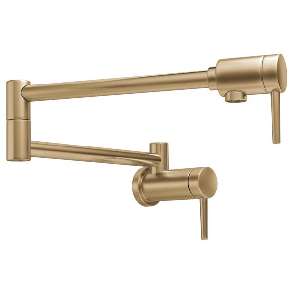 DELTA® 1165LF-CZ Contemporary Pot Filler Faucet, 4 gpm Flow Rate, Fixed Spout, Brilliance® Champagne Bronze, 2 Handles, Import
