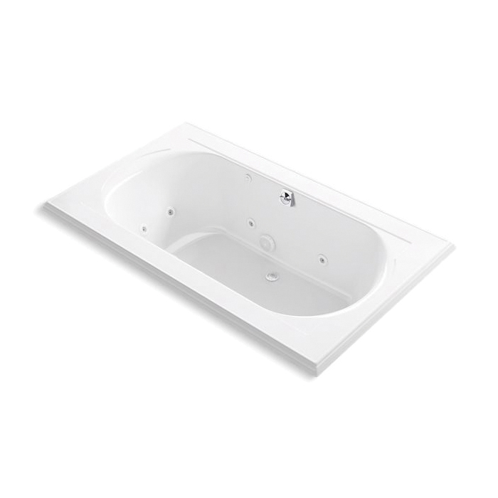 Kohler® 1418-JHE-0 Memoirs® Bathtub, Whirlpool, Rectangular Shape, 72 in L x 42 in W, Center Rear Drain, White