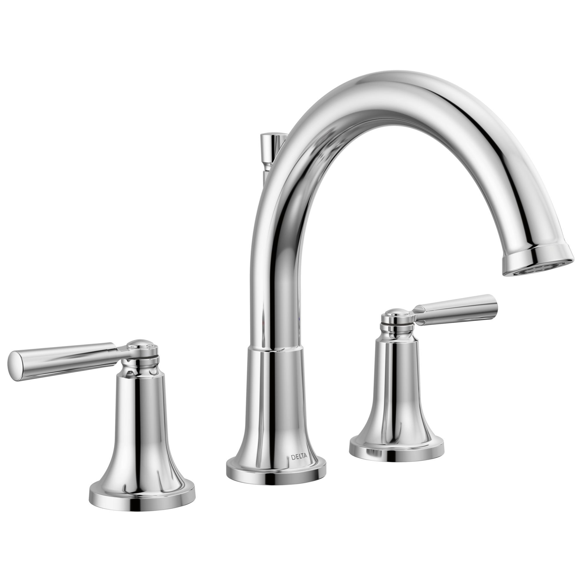 DELTA® T2735 SAYLOR™ Tub Faucet, 18 gpm Flow Rate, 8 in Center, Chrome, 2 Handles, Tub Filler Function, Import