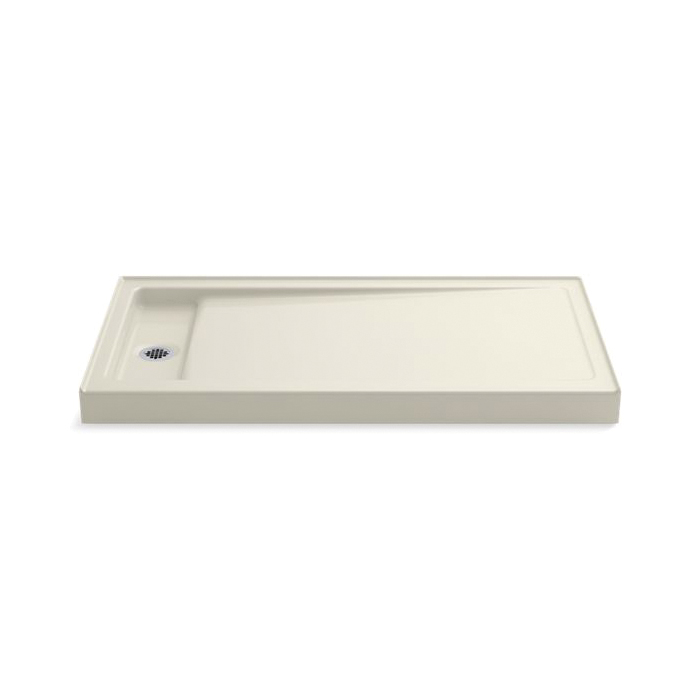 Kohler® 9163-96 Bellwether® Single Threshold Shower Base, Biscuit, Center Left Drain, 60 in L x 32 in W x 4-1/2 in D