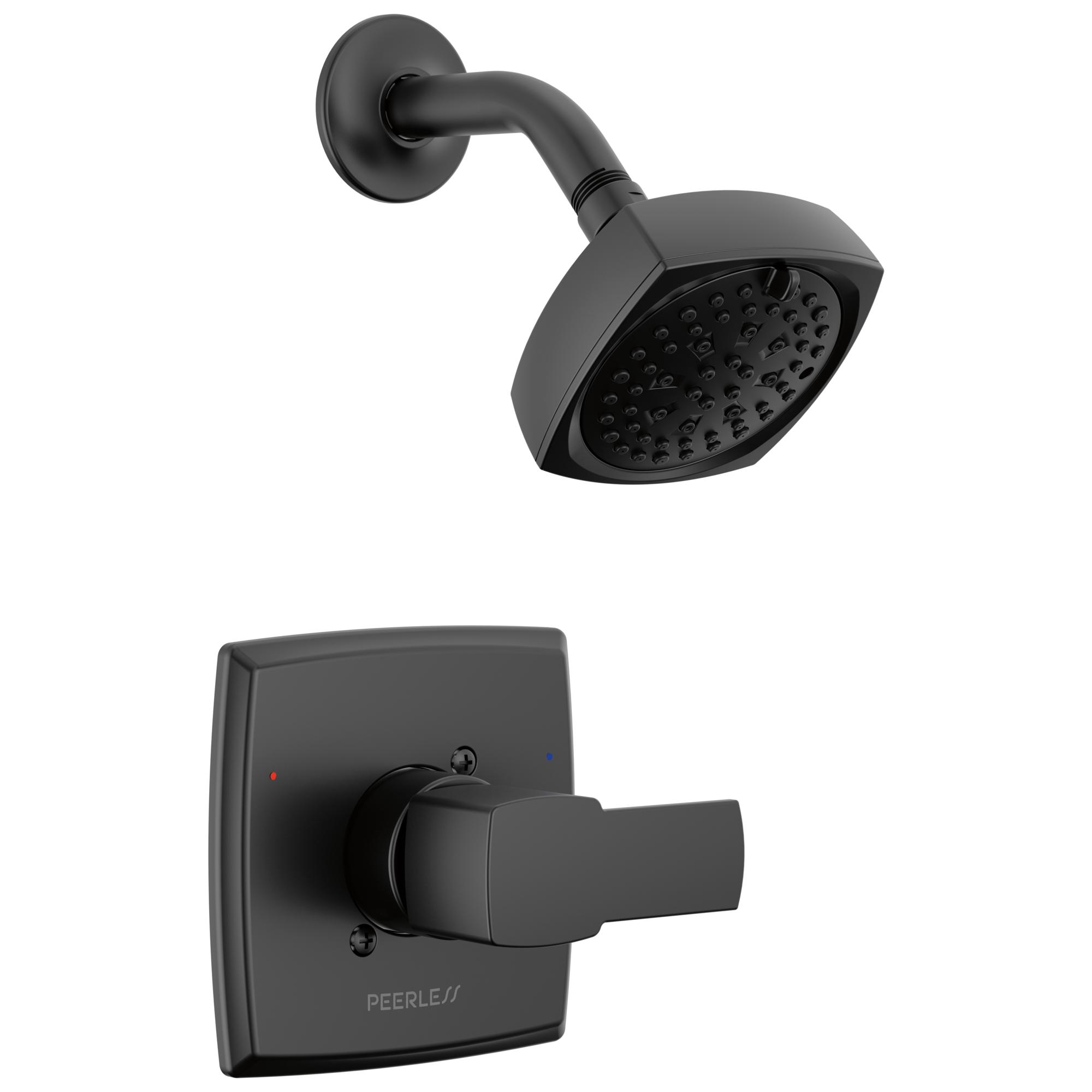 Peerless® PTT14271-BL Ezra™ 1-Handle Shower, 8.13 in L 6.5 in W 12.63 in H, ABS/Plastic, Matte Black
