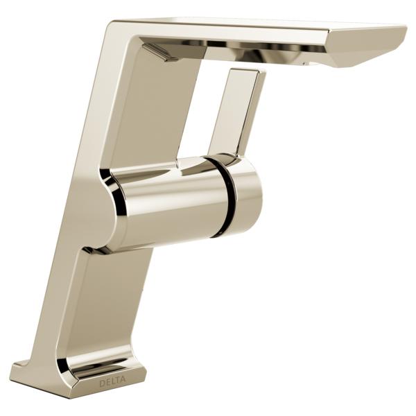 DELTA® 699-PN-PR-DST Pivotal™ Mid-Height Vessel Bathroom Faucet, Commercial/Residential, 6-1/4 in Spout, 6-3/8 in H Spout, Lumicoat™ Polished Nickel, 1 Handles, Import