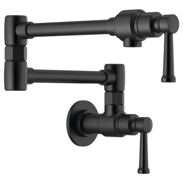 Brizo® 62825LF-BL Artesso® Pot Filler Kitchen Faucet, 4 gpm Flow Rate, Matte Black, 2 Handles, Import