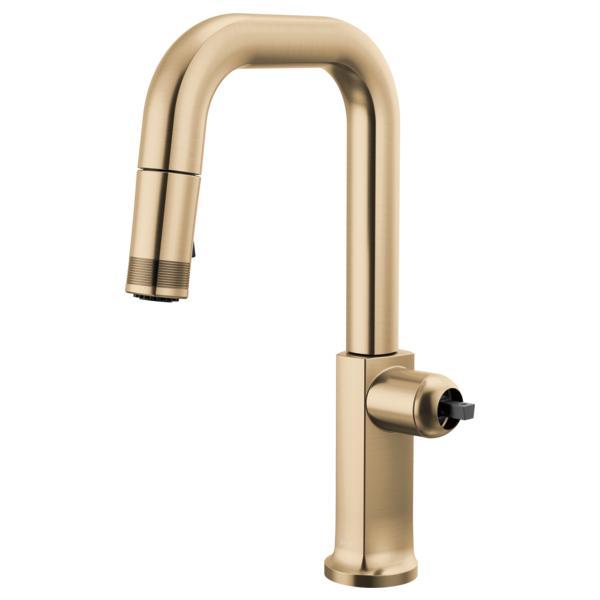 Brizo® 63907LF-GLLHP-L Pull-Down Faucet with Square Spout, Kintsu®, Luxe Gold, 1 Handle, 1.8 gpm