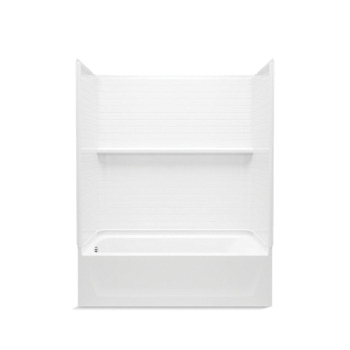 Sterling® 71570110-0 Traverse™ Bath/Shower, 60 in L x 30 in W x 76-1/4 in H, Solid Vikrell®, High-Gloss White