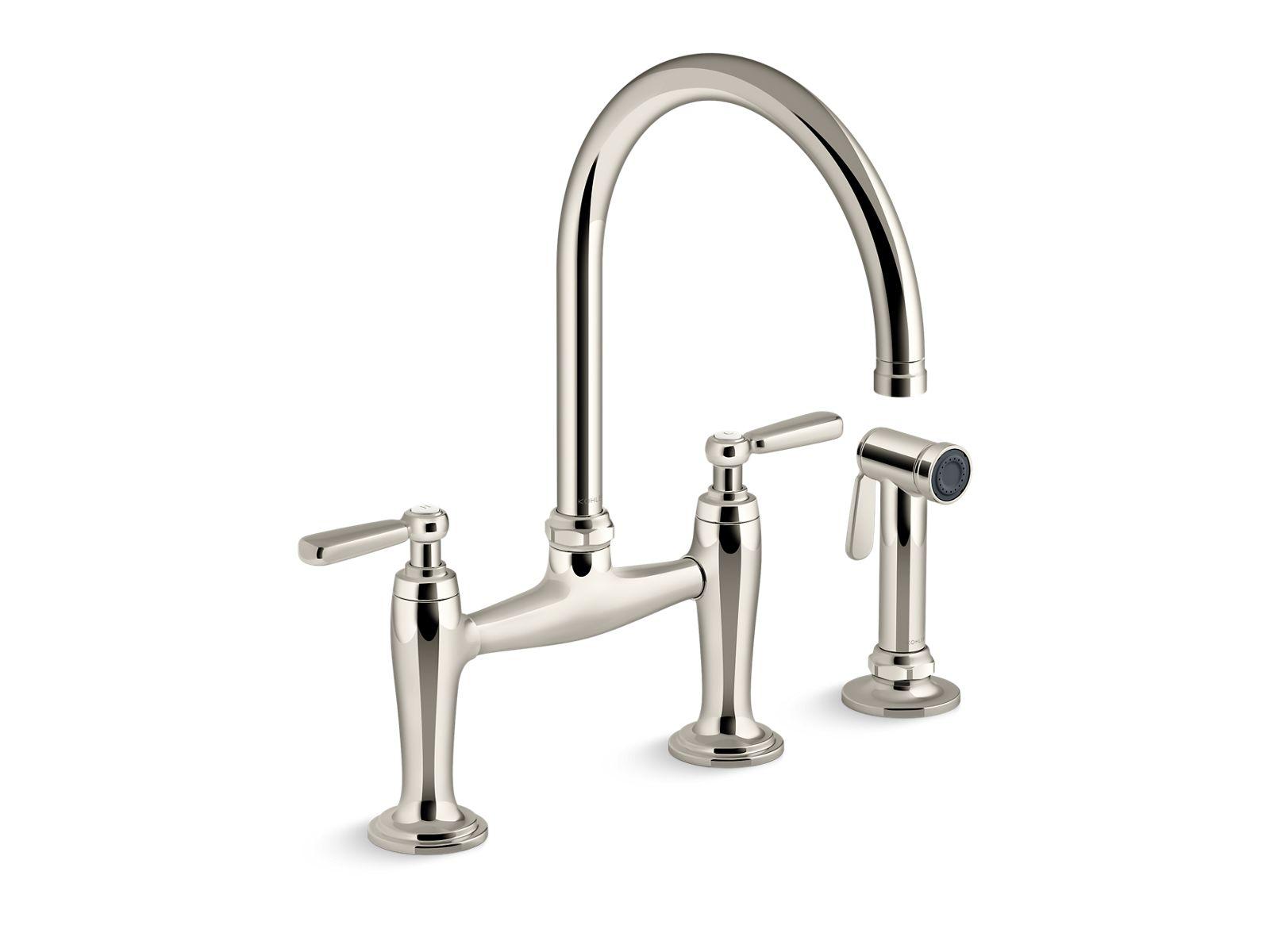 Kohler® 28356-SN Edalyn™ by Studio McGee Kitchen Sink Faucet with Side Sprayer, 1.5 gpm Flow Rate, Vibrant Polished Nickel