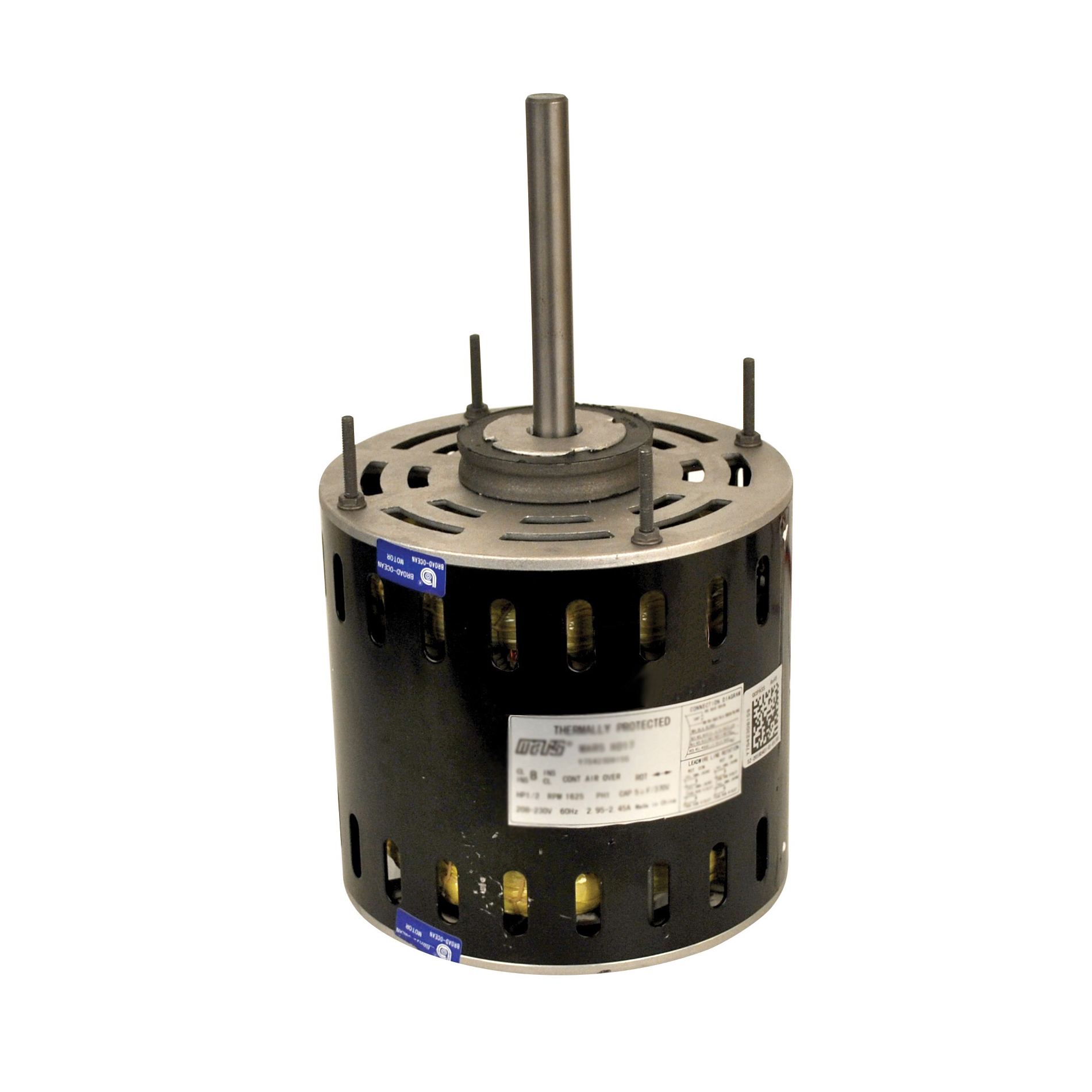 Mars® 30017 Direct Drive Fan/Blower Motor, OAO Enclosure, 1/2 hp, 208 to 230 VAC, 60 Hz, 1 ph, 48 Frame, 1625 rpm Speed, Resilient Base Mount