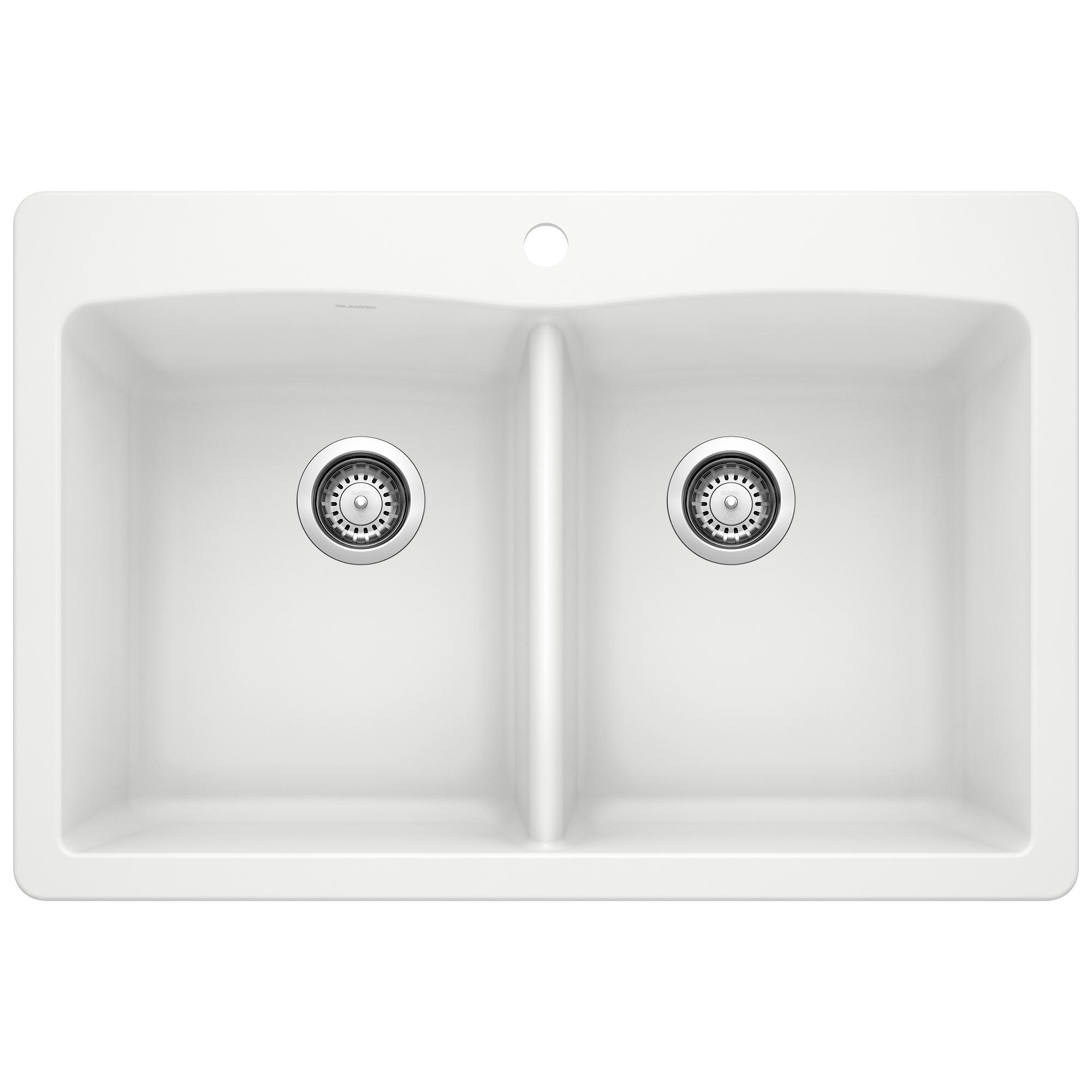 Blanco 440221 DIAMOND™ SILGRANIT® II Kitchen Sink With Ledge, SILGRANIT® II, Rectangle Shape, 1 Faucet Holes, 33 in W x 22 in D, Granite, White, Import