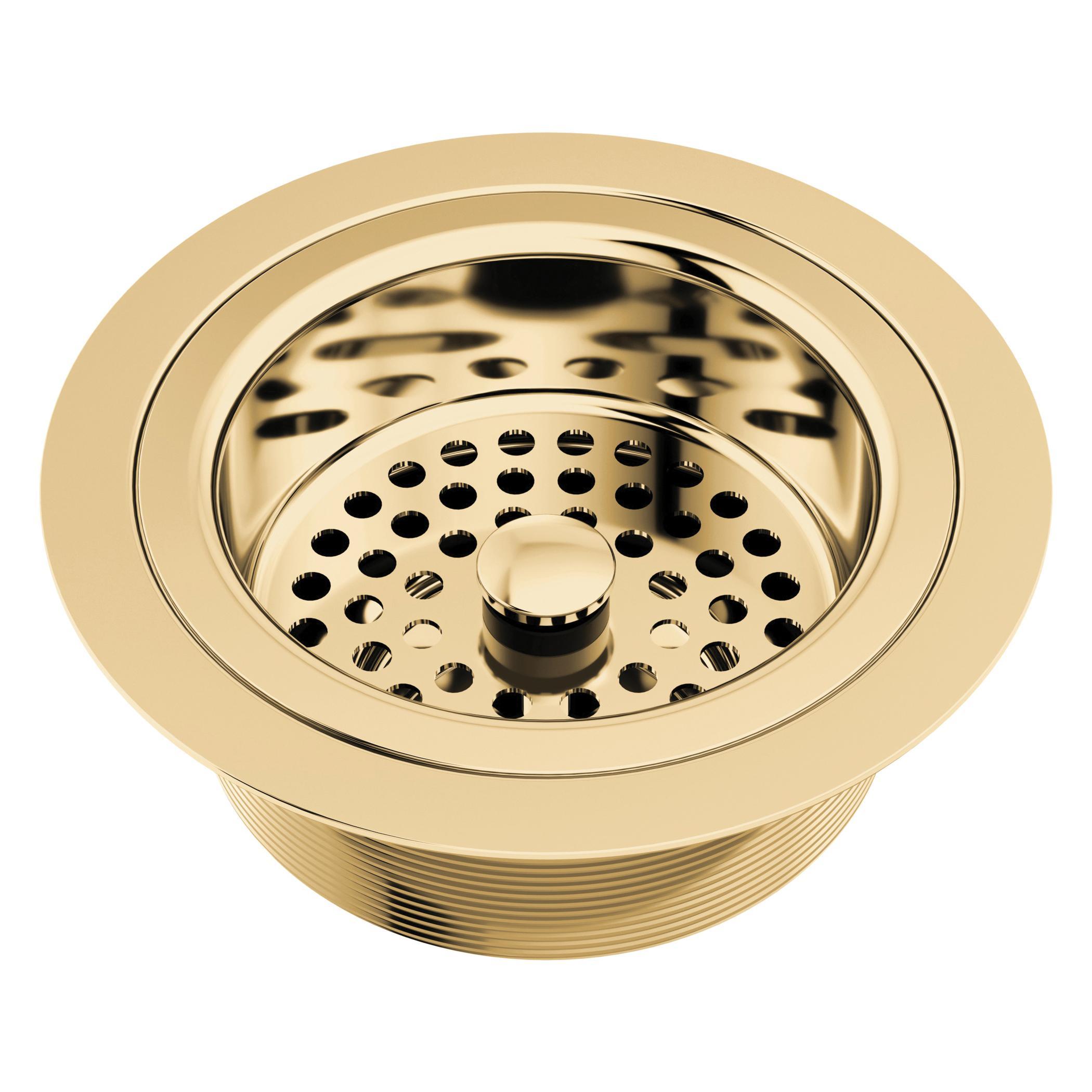 Brizo® 69052-PG Kitchen Sink Flange with Strainer, 4-1/2 in Nominal, 4-1/2 in OAL, Tailpiece Connection, Solid Brass, Polished Gold, Import